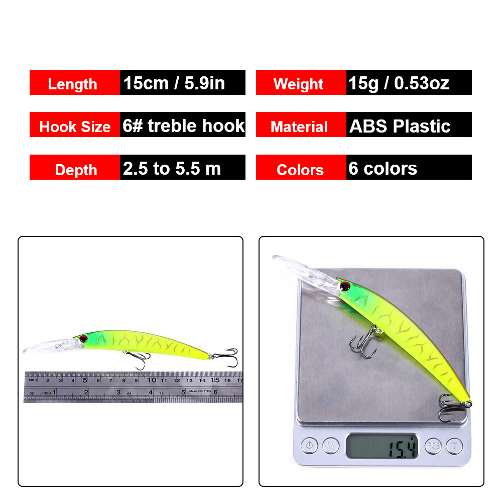 1 pçs 15cm 15g mergulho profun - Fishing Lure Jerkbait avaliação e preço