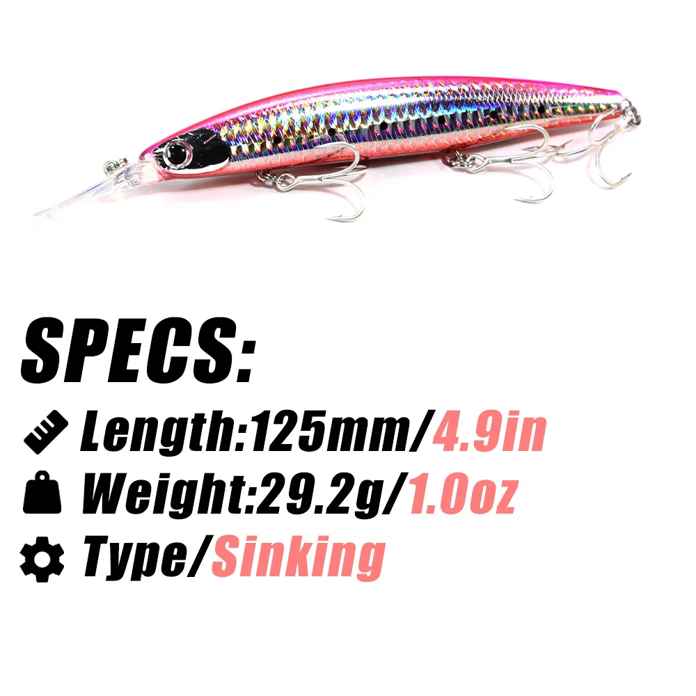 B & u 125mm afundando minnow m - Fishing Lure Jerkbait avaliação e preço